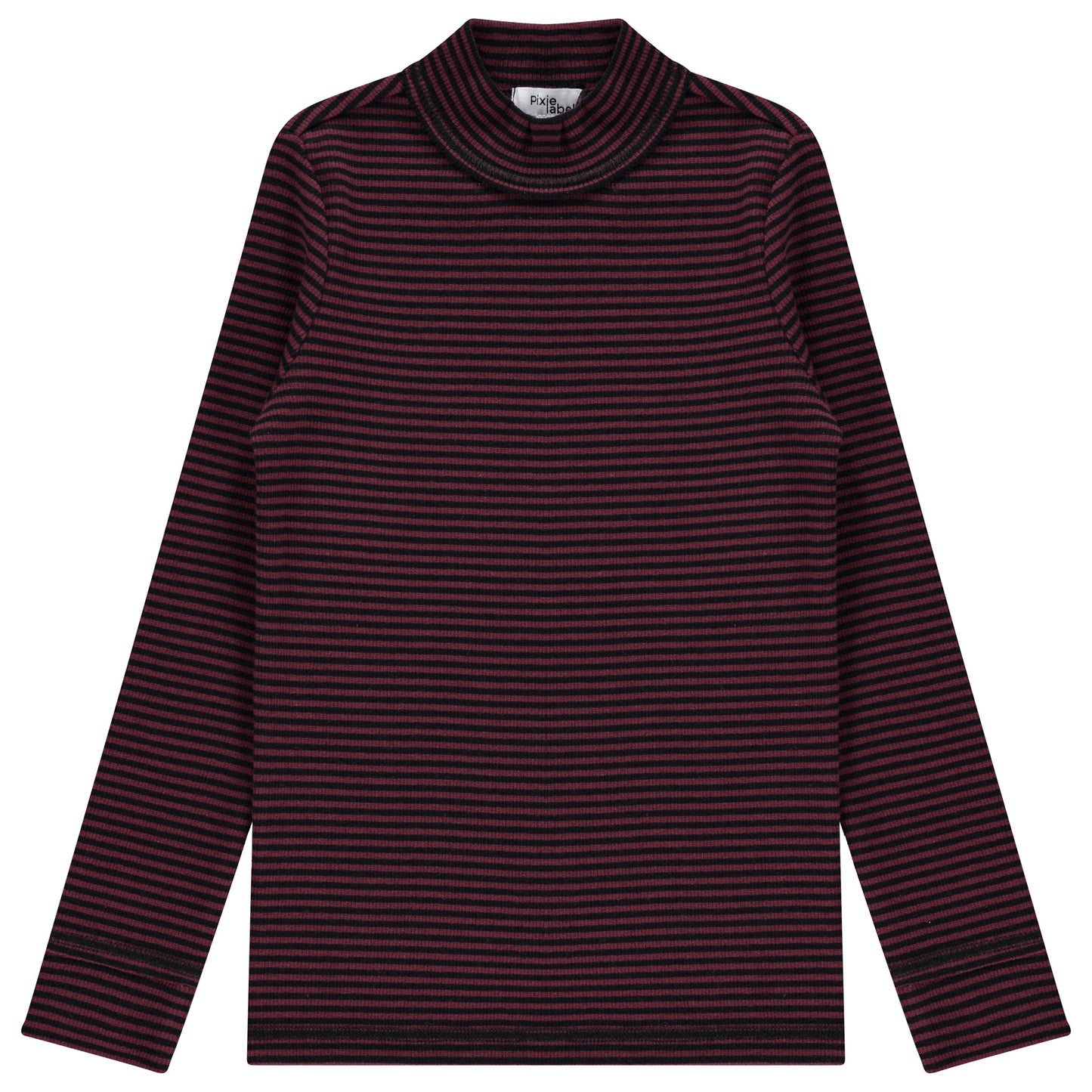Striped Ribbed Mock Neck