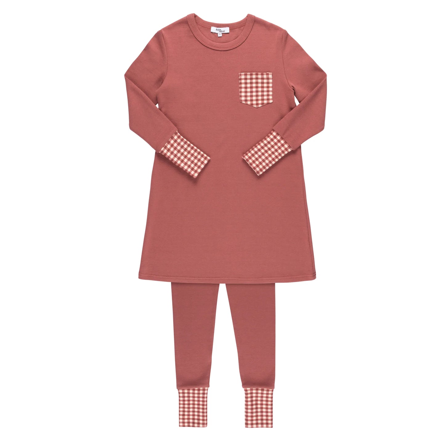 Gingham Trim Tunic Set