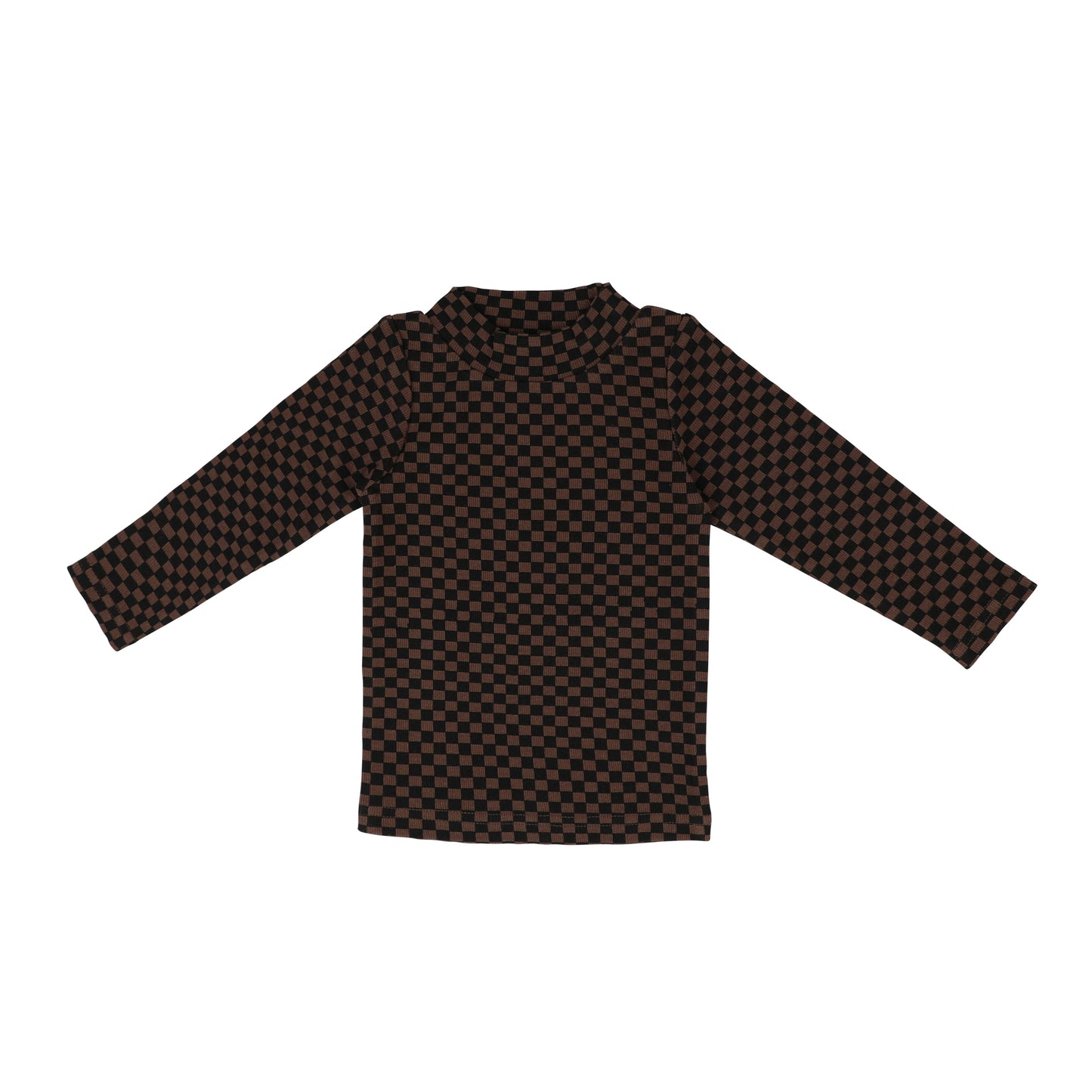 Checkered Mock Neck Long Sleeve