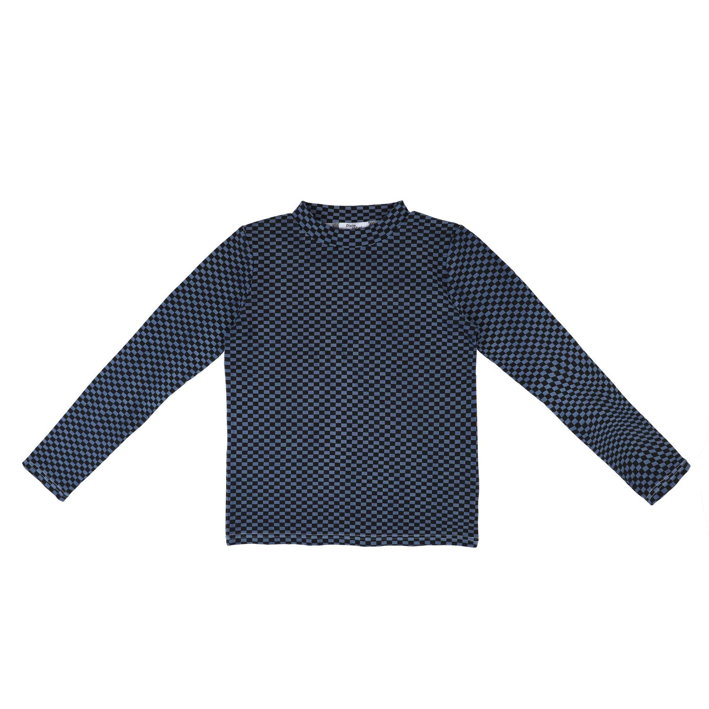 Checkered Mock Neck Long Sleeve