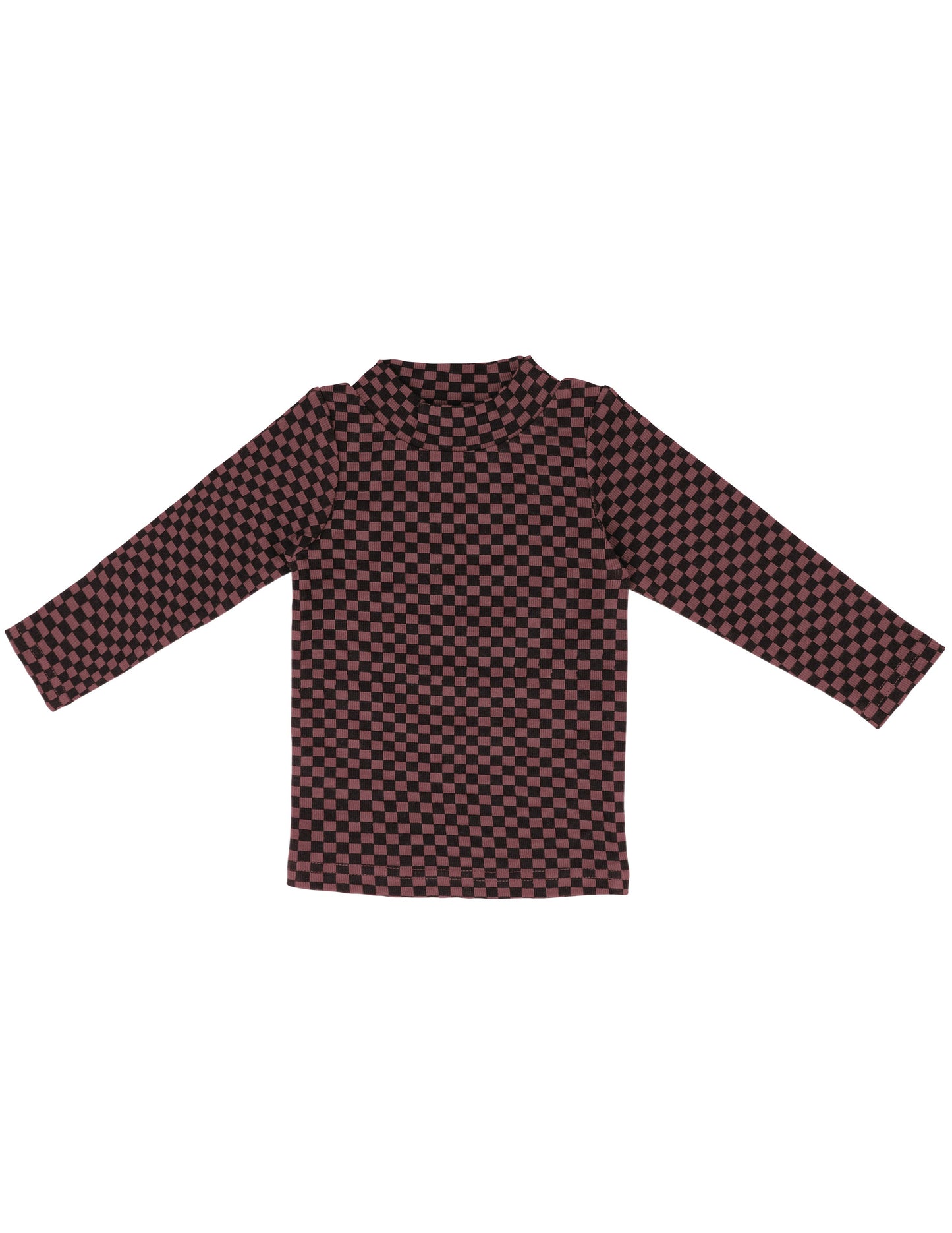 Checkered Mock Neck Long Sleeve
