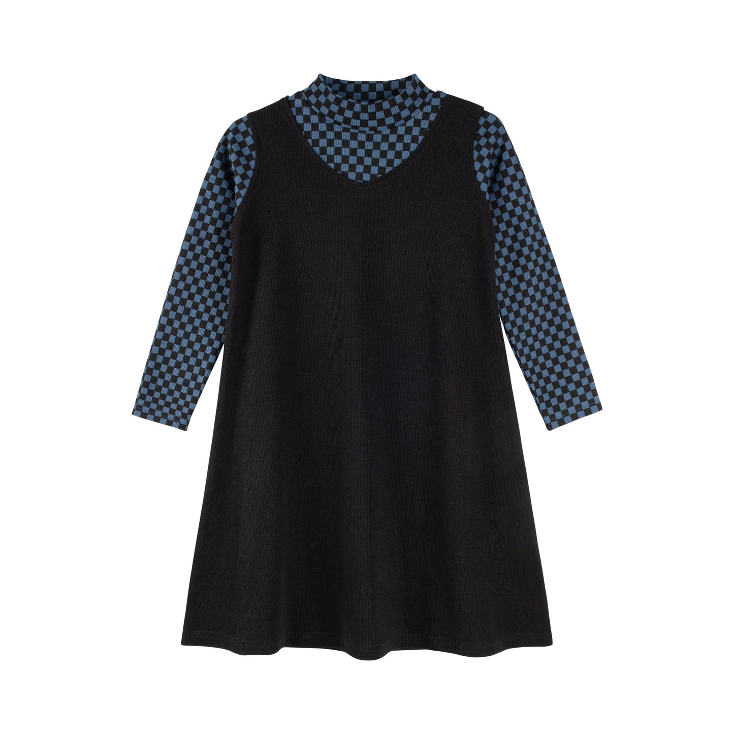 Checkered Mock Neck Dress