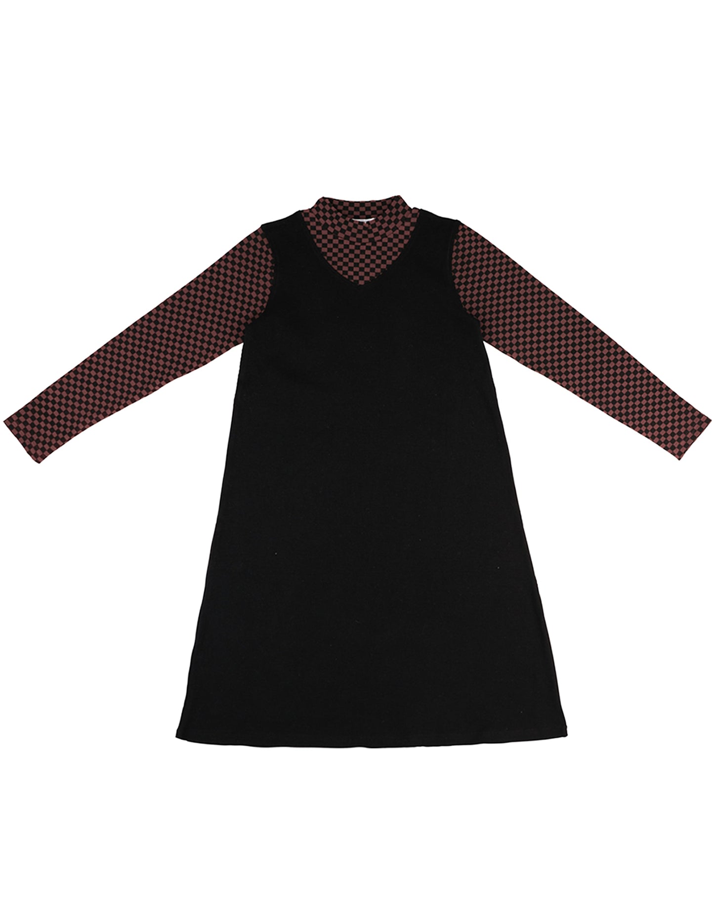 Checkered Mock Neck Dress