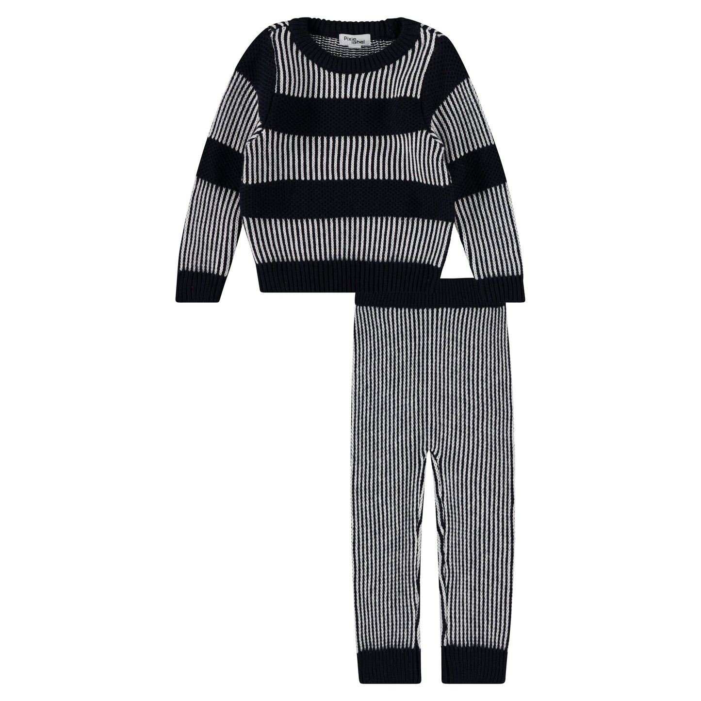 Striped Crew Neck Sweater Set