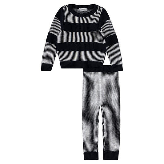 Striped Crew Neck Sweater Set