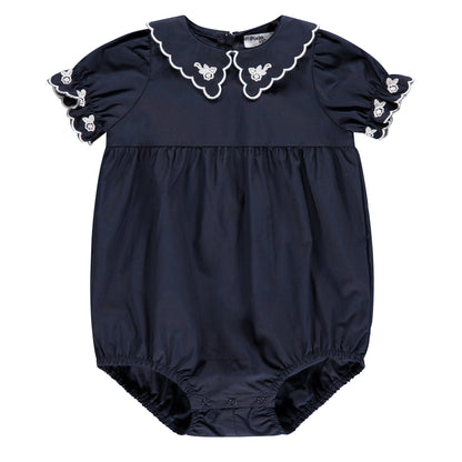Embroidered Collar Romper