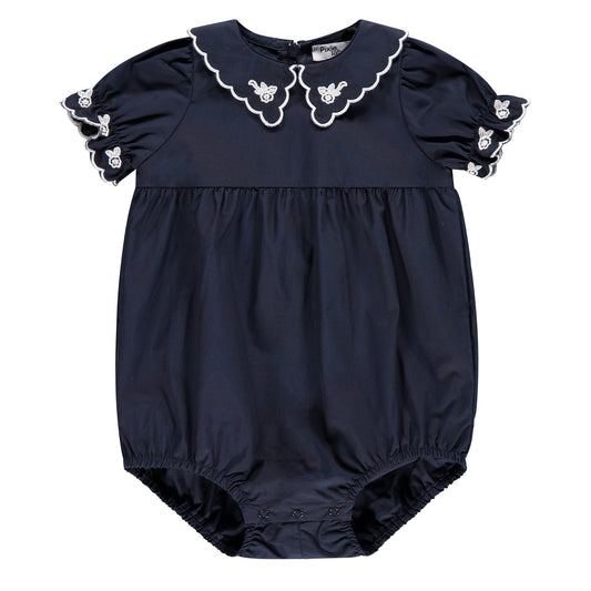 Embroidered Collar Romper