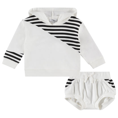 Diagonal Hooded Baby Sweat Set