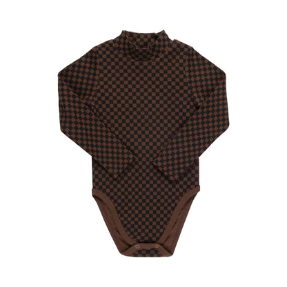 Checkered Mock Neck Onesie